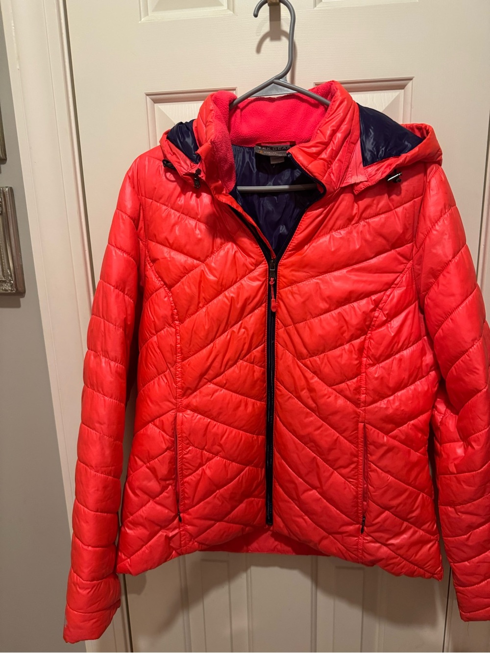 tek gear Coral-Red Quilted Hooded Puffer Jacket